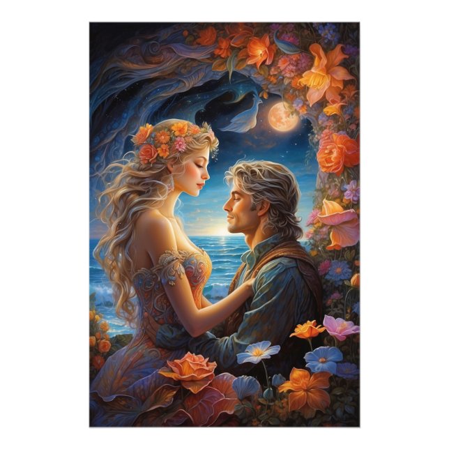 Impression Photo *~* Imaginaire Lune romantique AP51 Couple (Devant)