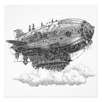 Imaginative Black White Floating City Airship