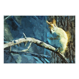 Impression Photo Impressionnisme Abstrait de l'écureuil rouge améri