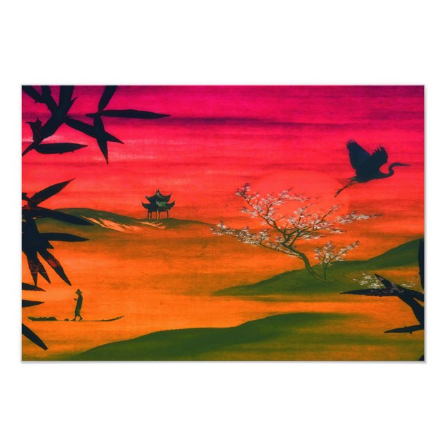 IMPRESSION PHOTO IMPRIMER ART PAYSAGE JAPONAIS SUNSET (Devant)