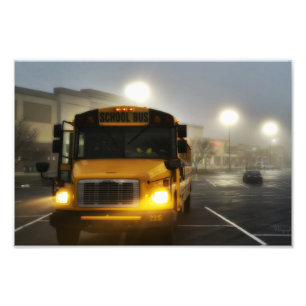 Impression Photo Imprimer, autobus scolaire dans le brouillard