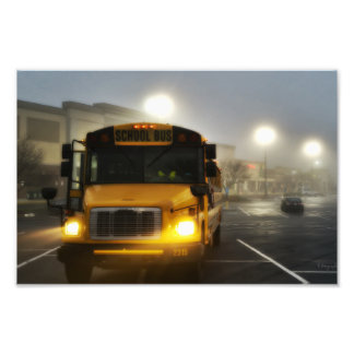 Impression Photo Imprimer, autobus scolaire dans le brouillard