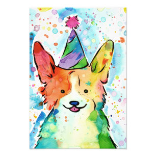 Impression Photo Imprimer couleur d'aquarelle Corgi