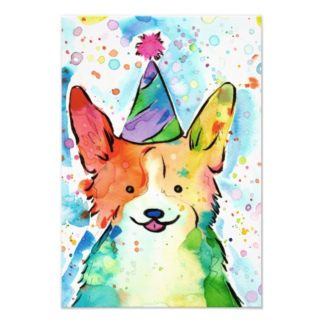 Impression Photo Imprimer couleur d'aquarelle Corgi (Devant)