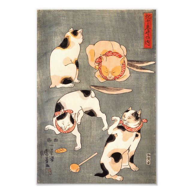 Impression Photo Imprimer Kuniyoshi Four Chats (Devant)