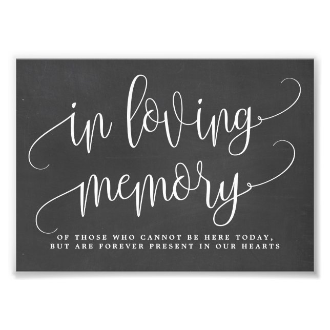 Impression Photo In Love Memory Sign Choisissez votre taille Chalkb (Devant)
