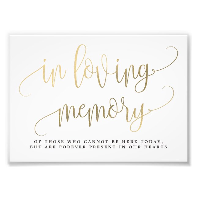 Impression Photo In Love Memory Sign Choisissez votre taille Faux G (Devant)