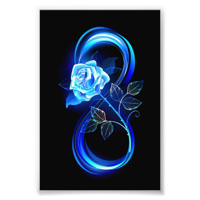 Impression Photo Infini lumineux avec rose bleue (Devant)