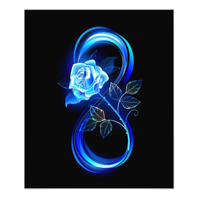 Impression Photo Infini lumineux avec rose bleue (Devant)