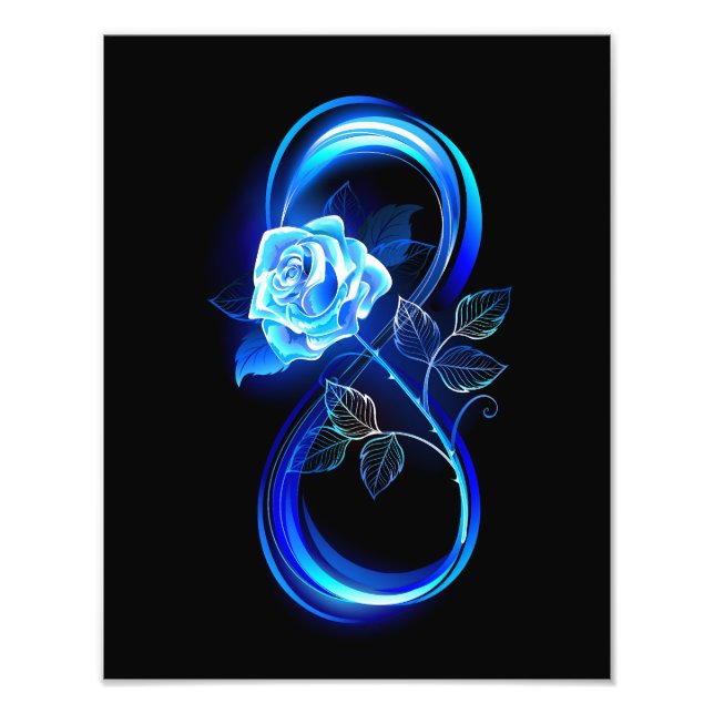 Impression Photo Infini lumineux avec rose bleue (Devant)