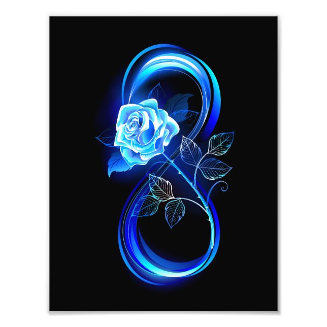 Impression Photo Infini lumineux avec rose bleue (Devant)