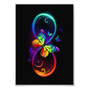 Impression Photo Infini vibrant avec papillon arc-en-ciel sur fond