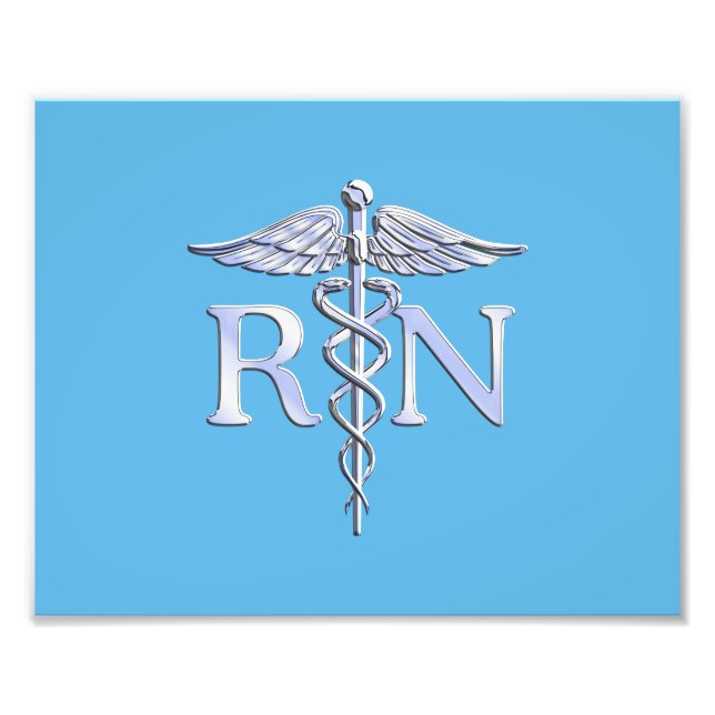 Impression Photo Infirmière inscrite RN Caduceus sur Baby Blue (Devant)