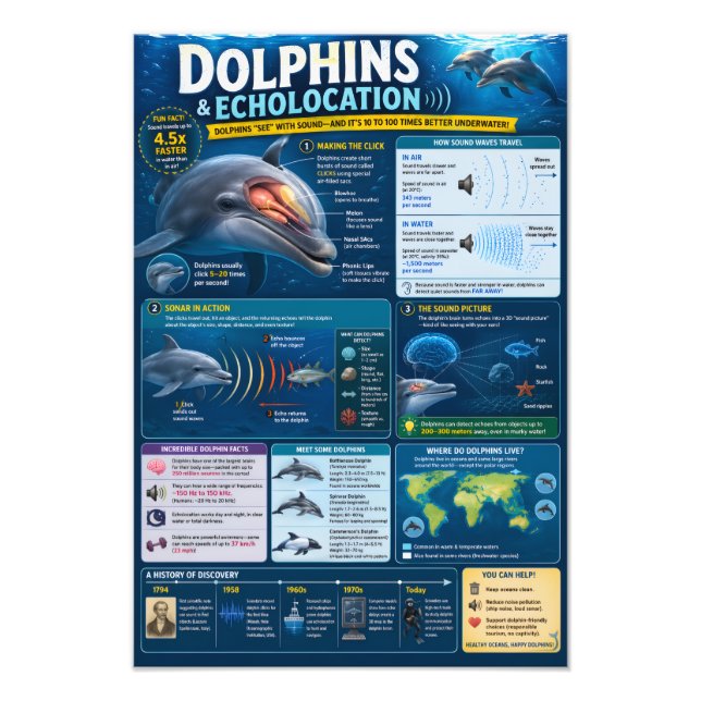 Impression Photo Infographie sur les dauphins (Devant)