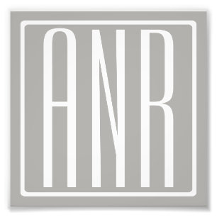 Impression Photo Initiales Monogramme Blanc Sur Gris Clair