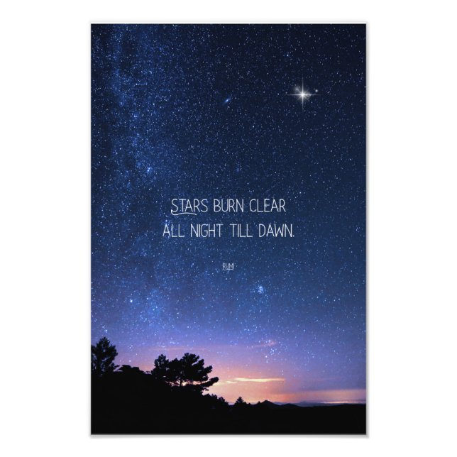 Impression Photo Inspirational Motivational Rumi Quote Stars (Devant)