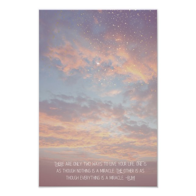 Impression Photo Inspirational Motivational Rumi Quote Stars Clouds (Devant)