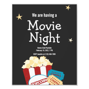 Impression Photo Invitation pour une soirée cinéma vintage cool ave