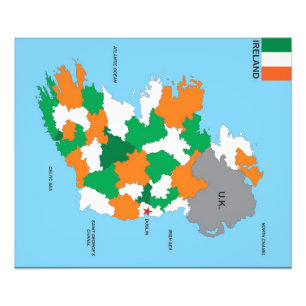 Impression Photo irlande pays carte politique drapeau