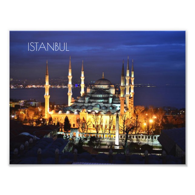 Impression Photo Istanbul Mosquée Bleue Nuit Décor Premium Voyage (Devant)