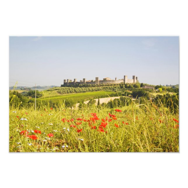 Impression Photo Italie, Monteriggioni, Vue de champ de (Devant)