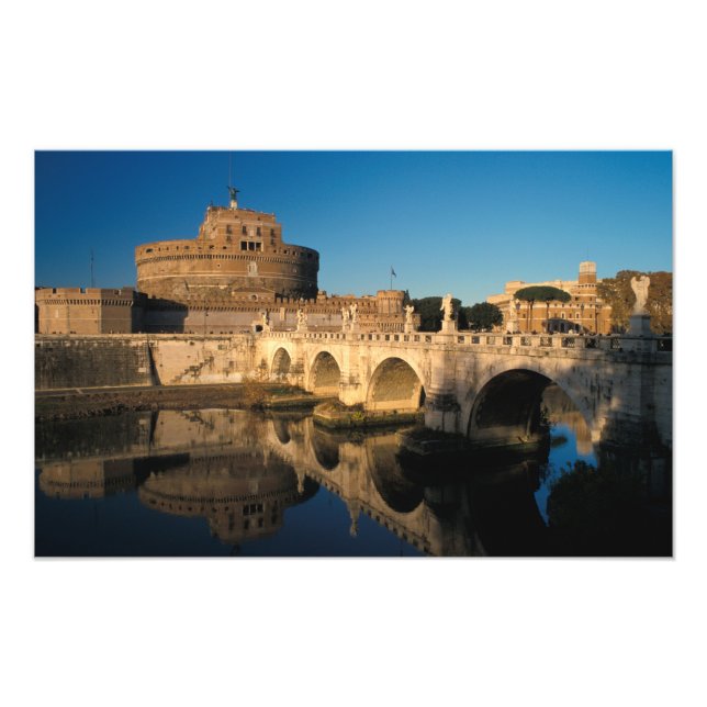 Impression Photo Italie, Rome, Castel Sant'Angelo et le fleuve (Devant)