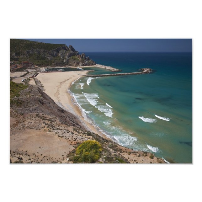 Impression Photo Italie, Sardaigne, Buggerru. Plage de Buggerru et (Devant)
