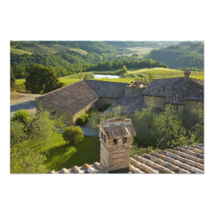 Impression Photo Italie, Toscane. Vue sur la villa depuis le toit