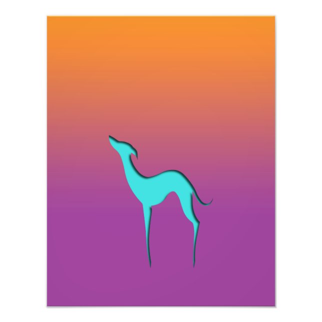 Impression Photo Italienne Greyhound Whippet bleu silhouette Ombre (Devant)