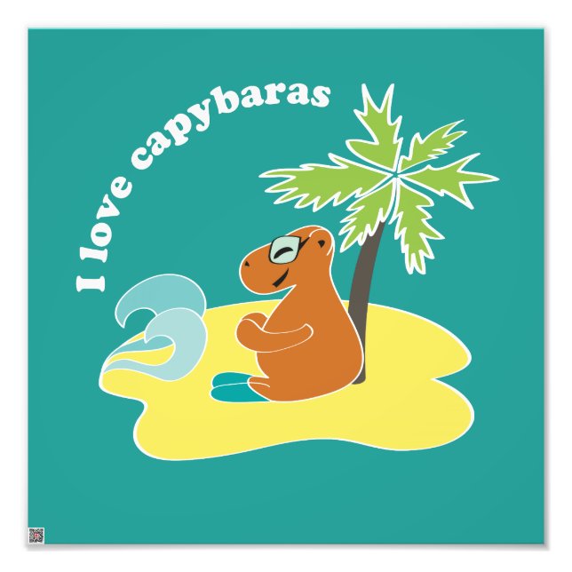 Impression Photo J'aime l'art de plage tropical des capybaras (Devant)