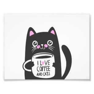Impression Photo J'aime le café et les chats - Choisir la couleur 