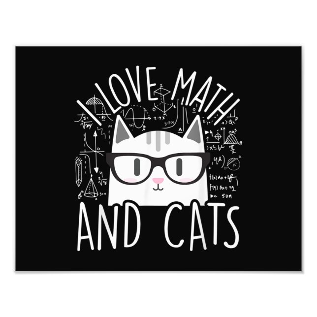 Impression Photo J'Aime Les Maths Et Les Chats Cute Kitty Chat (Devant)