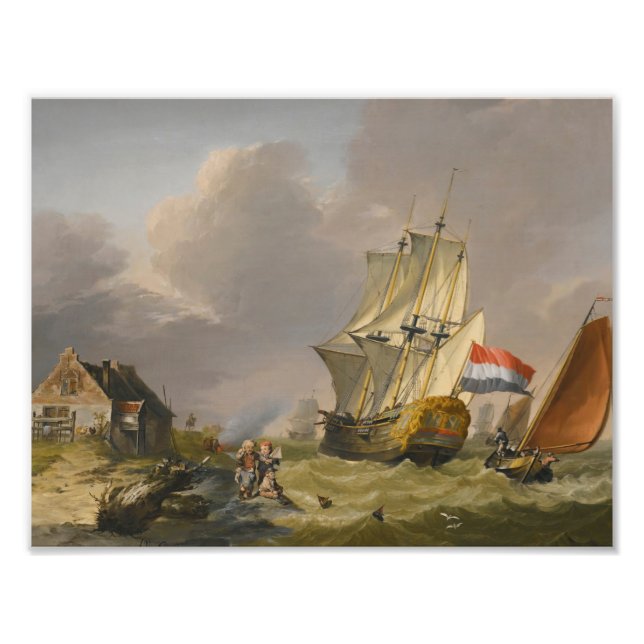 Impression Photo Jan van Os - Expédition Dans Une Tempête Au Large  (Devant)