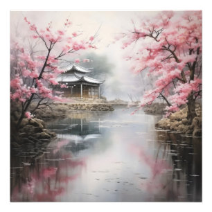 Impression Photo Jardin asiatique Arbres roses
