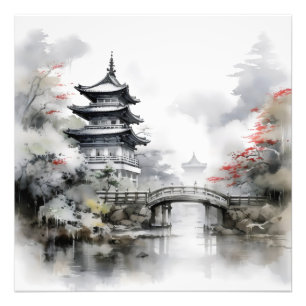 Impression Photo Jardin asiatique encre traditionnelle