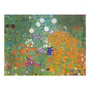 Impression Photo Jardin de fleurs par Gustav Klimt