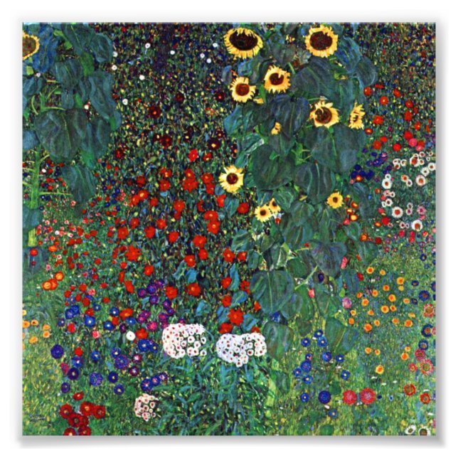 Impression Photo Jardin de la ferme Gustav Klimt avec tournesols (Devant)