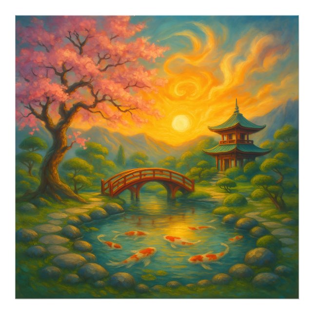 Impression Photo Jardin japonais Zen Sunset Wall Art (Devant)