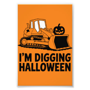 Impression Photo Je creuse Halloween Citrouille Visage Tracteur Enf
