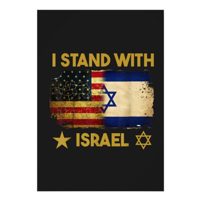Impression Photo Je suis avec Israël Drapeau Amérique (Devant)