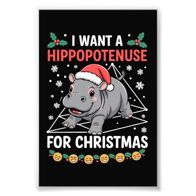 Impression Photo Je veux un hippopoténuse pour Noël Prof de maths (Devant)