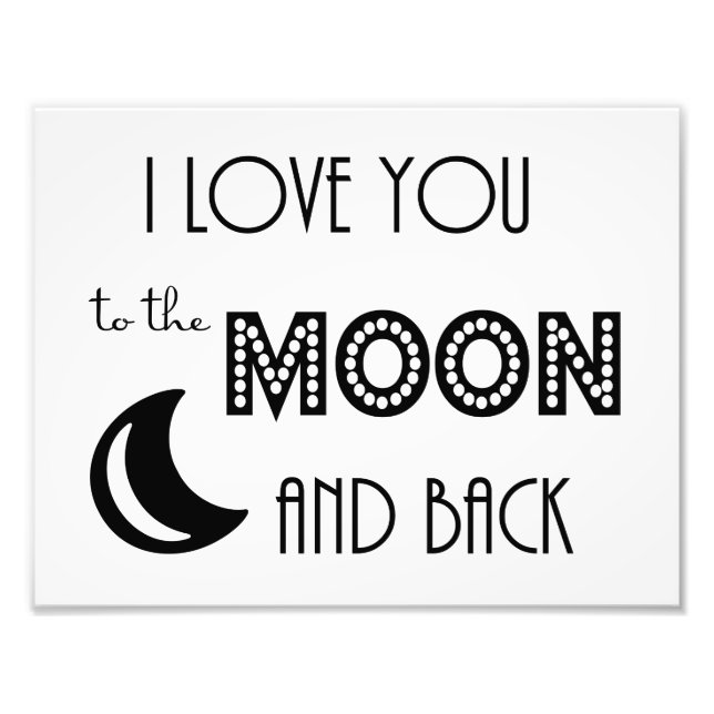Impression Photo je vous aime à la lune et dos noir blanc (Devant)