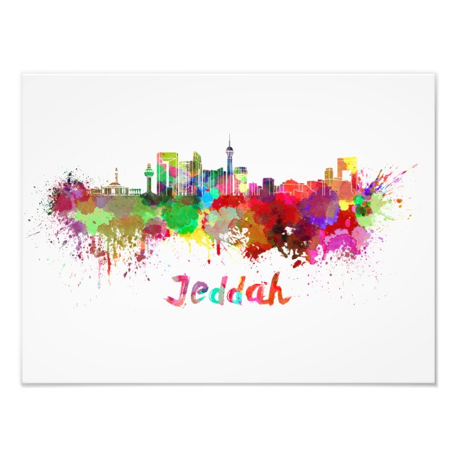 Impression Photo Jeddah skyline in watercolor (Devant)
