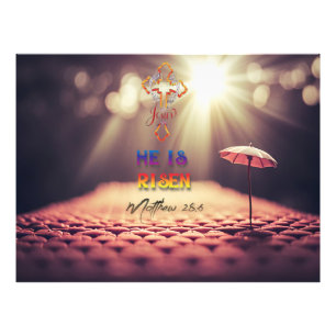 Impression Photo Jésus Croix d'Or Il Est Ressuscité Matthieu 28:6