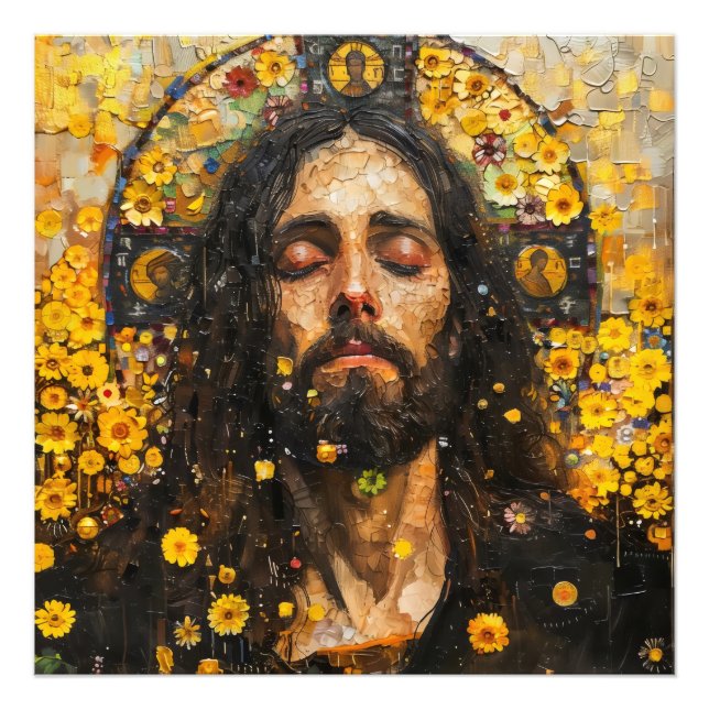 Impression Photo Jésus et Fleurs Abstraits (Devant)