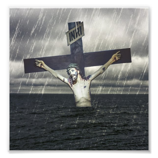 Impression Photo Jésus sur la Croix à la Mer (Devant)