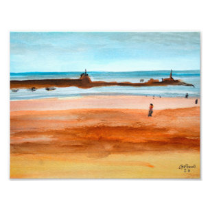 Impression Photo Jetée du port côtier et plage de sable