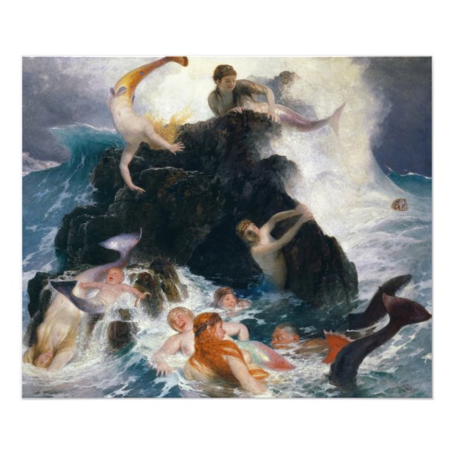 Impression Photo Jeu des Nereides, 1886 par Arnold Bocklin (Devant)