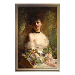 Impression Photo Jeune femme avec panier à fleurs
