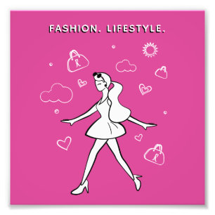 Impression Photo Jeune fille de la mode - Croquis en noir, blanc et